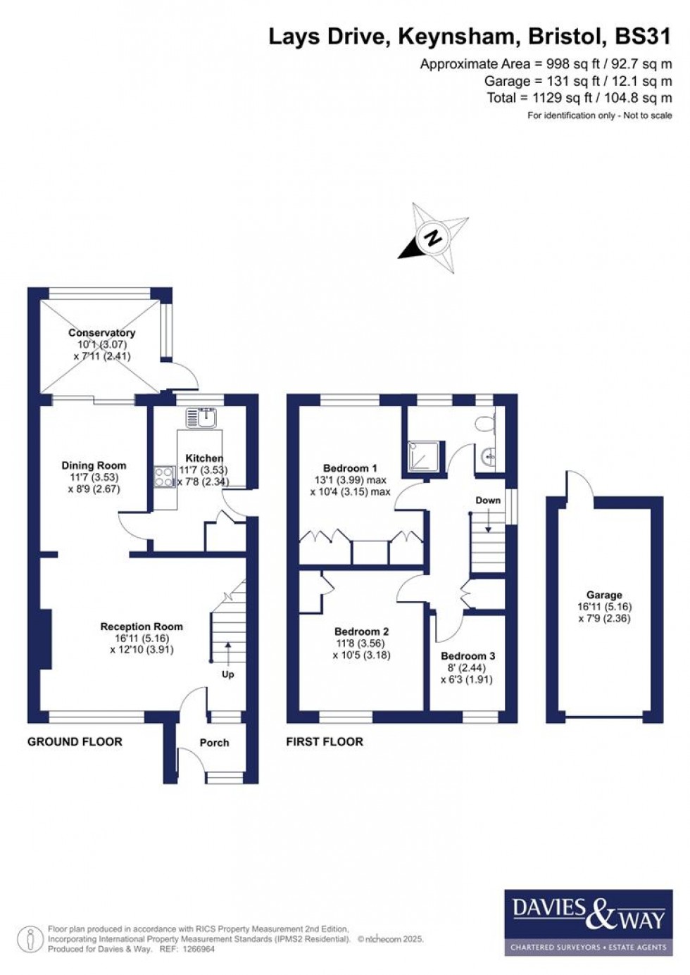 Floorplan for Lays Drive, Keynsham, Bristol