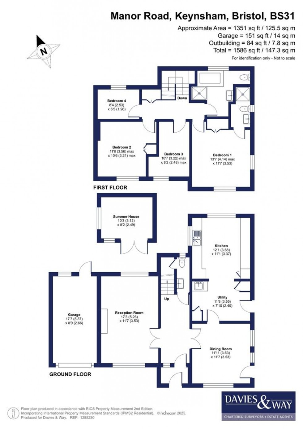 Floorplan for Manor Road, Keynsham, Bristol