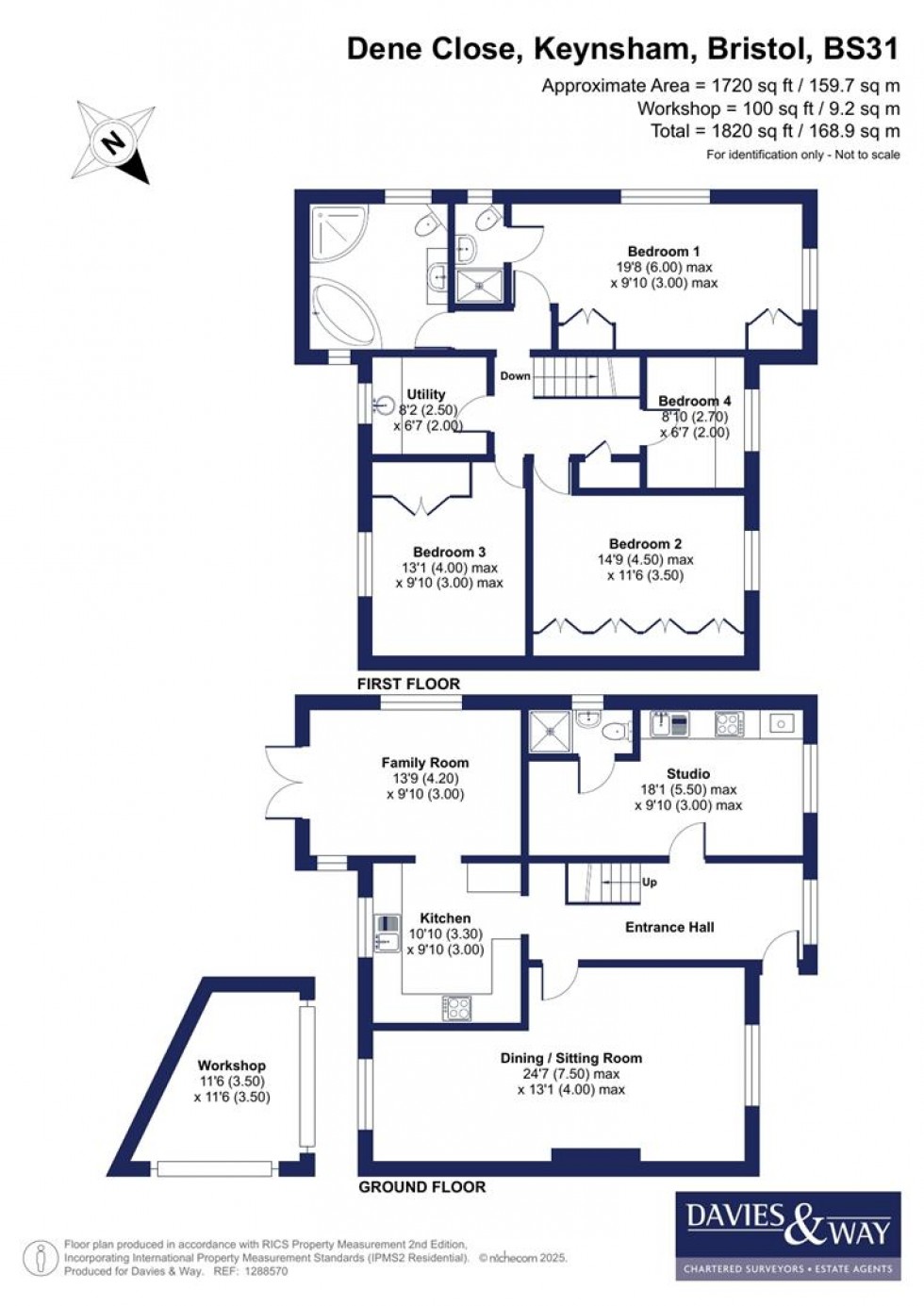Floorplan for Dene Close, Keynsham, Bristol