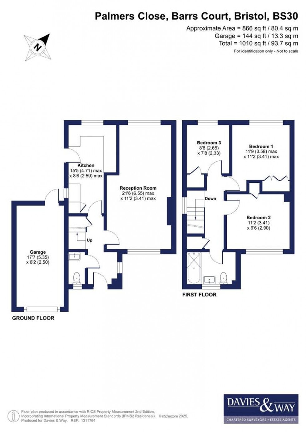 Floorplan for Palmers Close, Barrs Court, Bristol