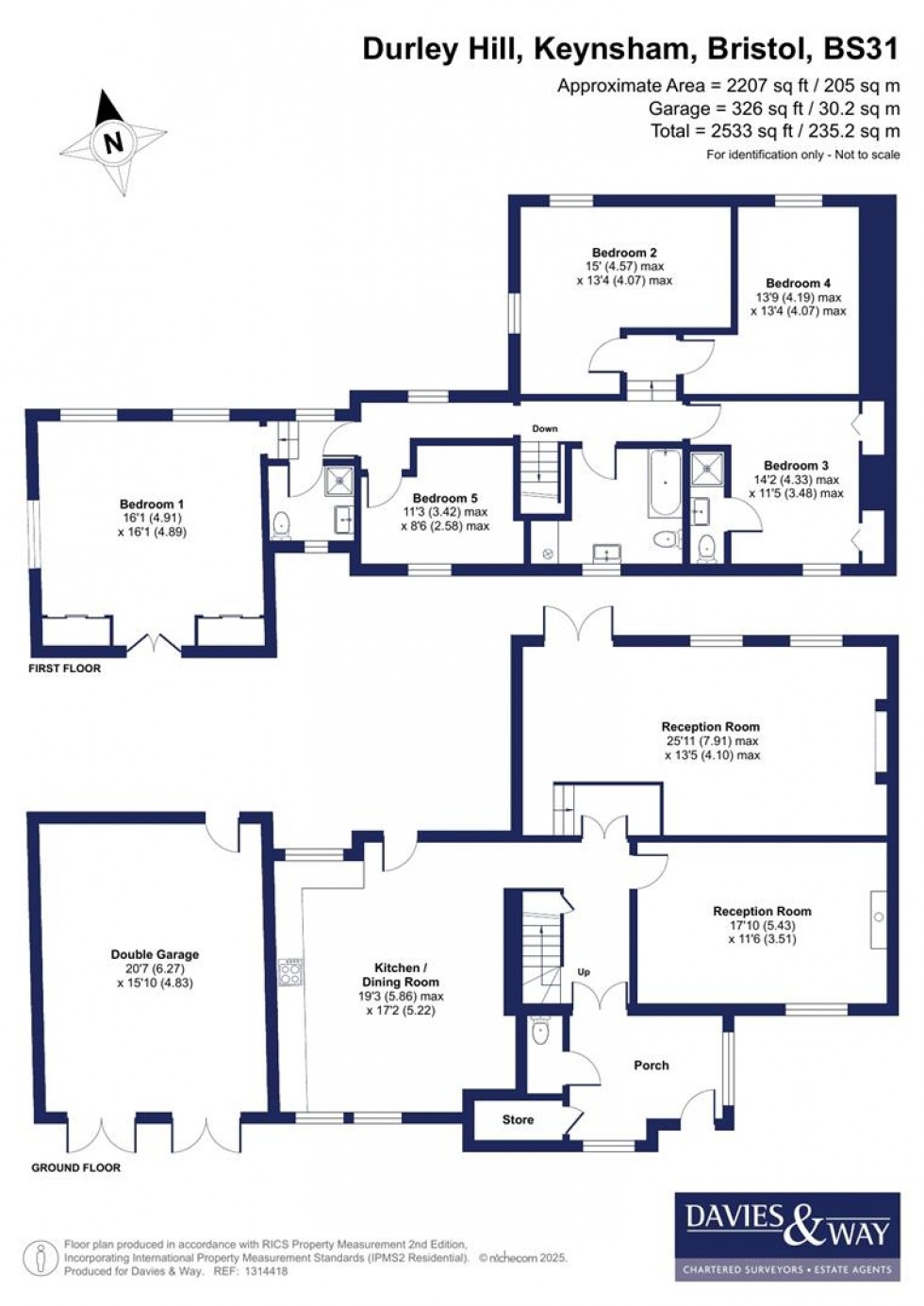 Floorplan for Durley Hill, Keynsham, Bristol