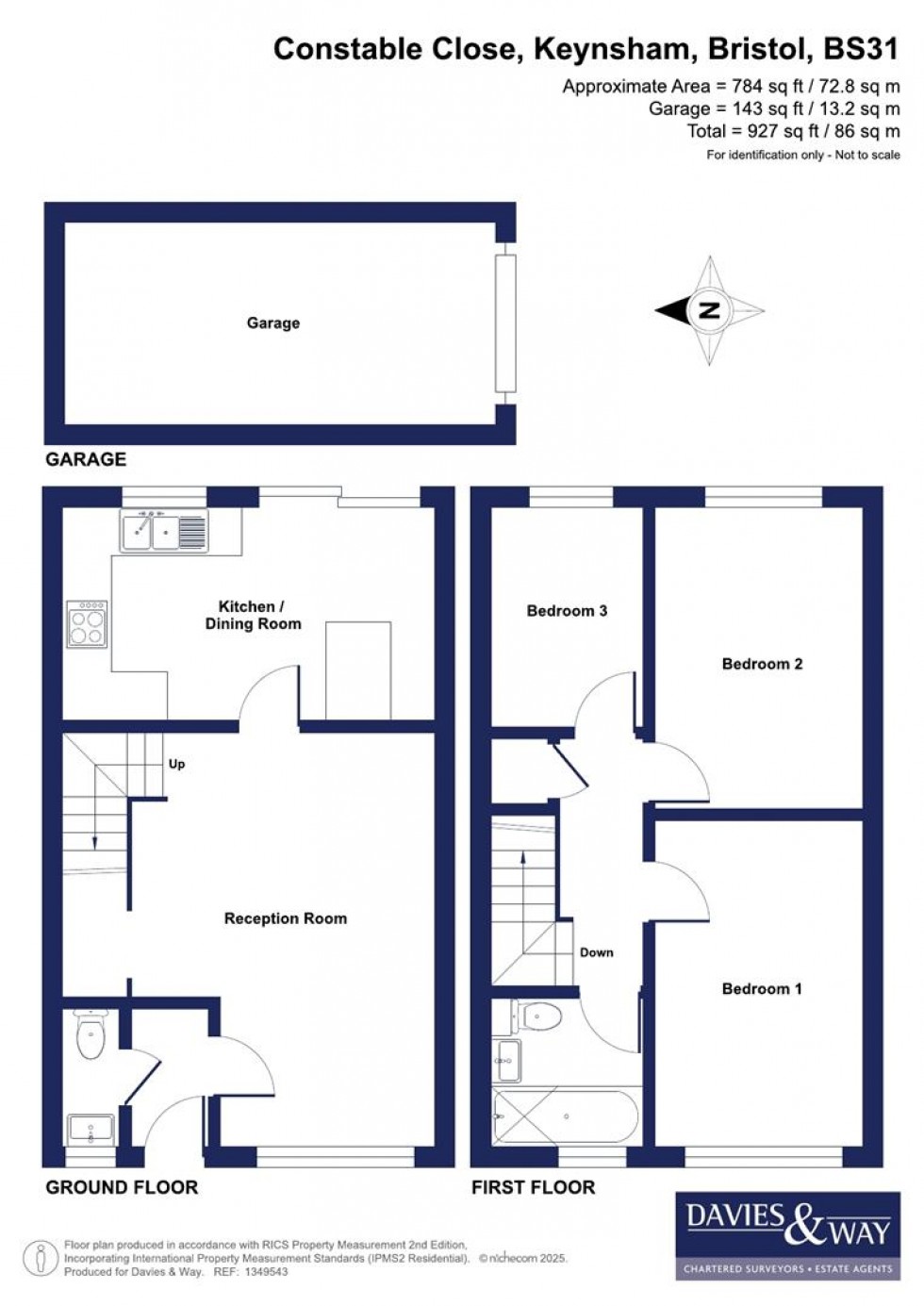 Floorplan for Constable Close, Keynsham, Bristol