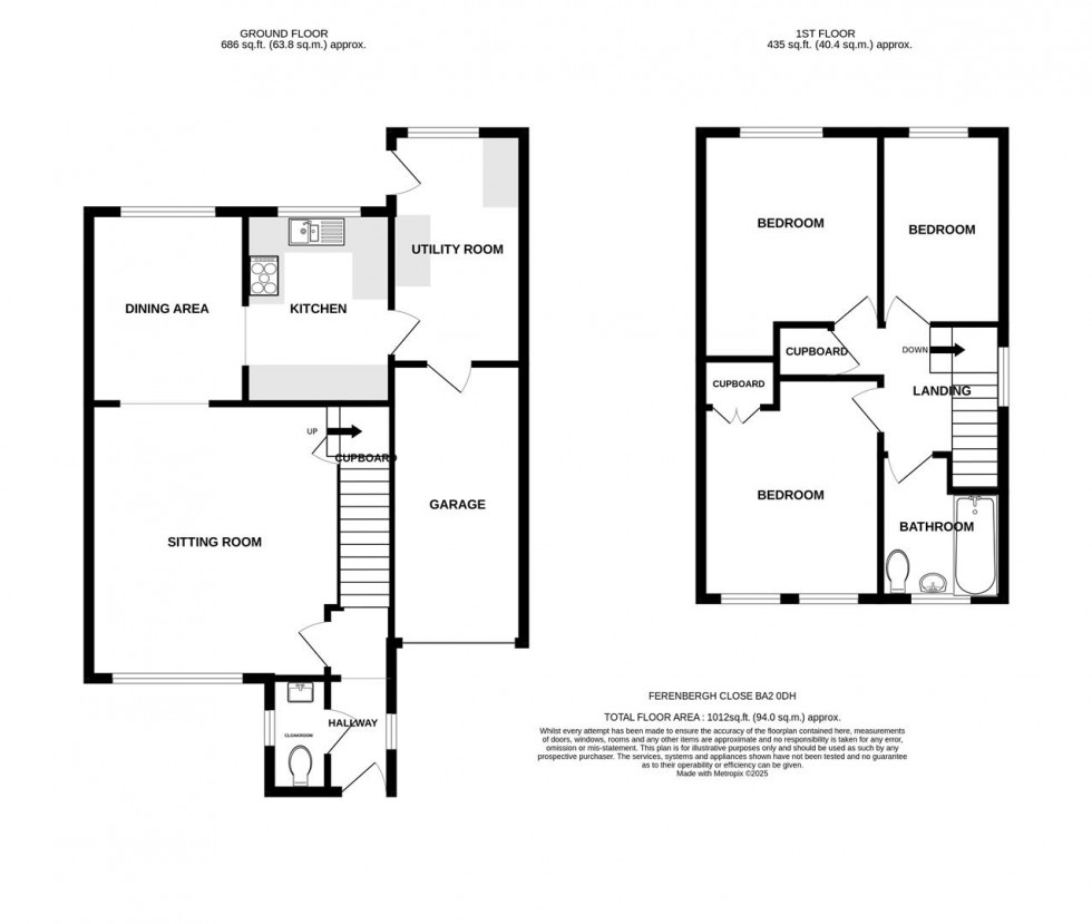 Floorplan for Ferenberge Close, Farmborough, Bath