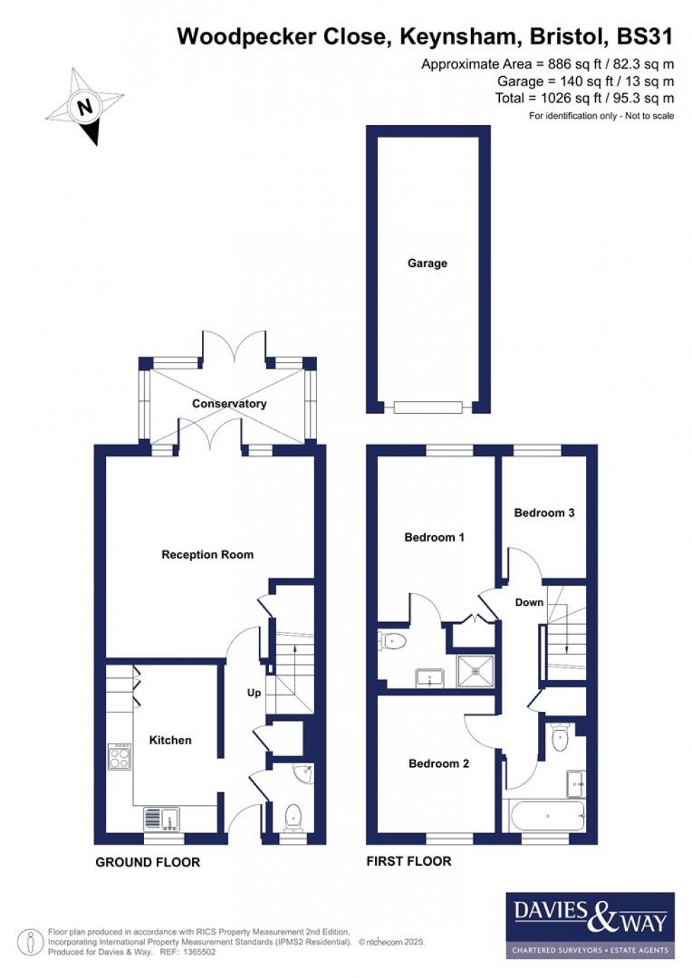 Floorplan for Woodpecker Close, Keynsham, Bristol