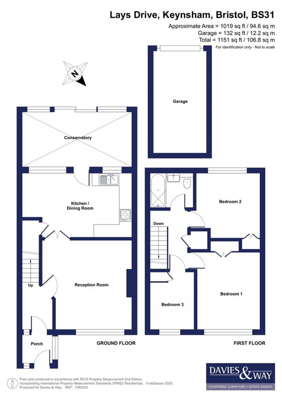 Floorplan for Lays Drive, Keynsham, Bristol