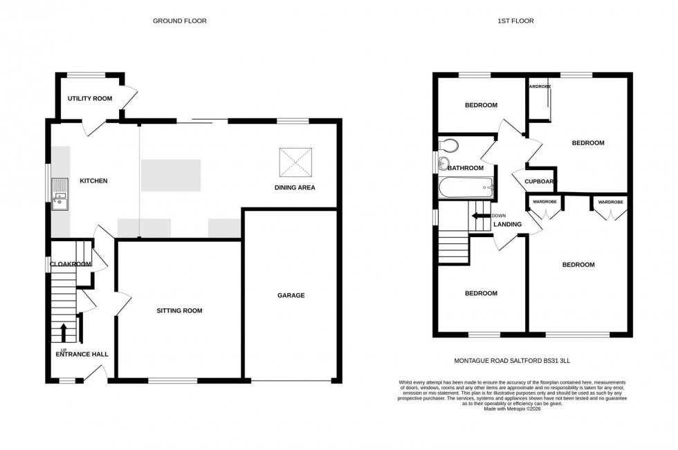 Floorplan for Montague Road, Saltford, Bristol