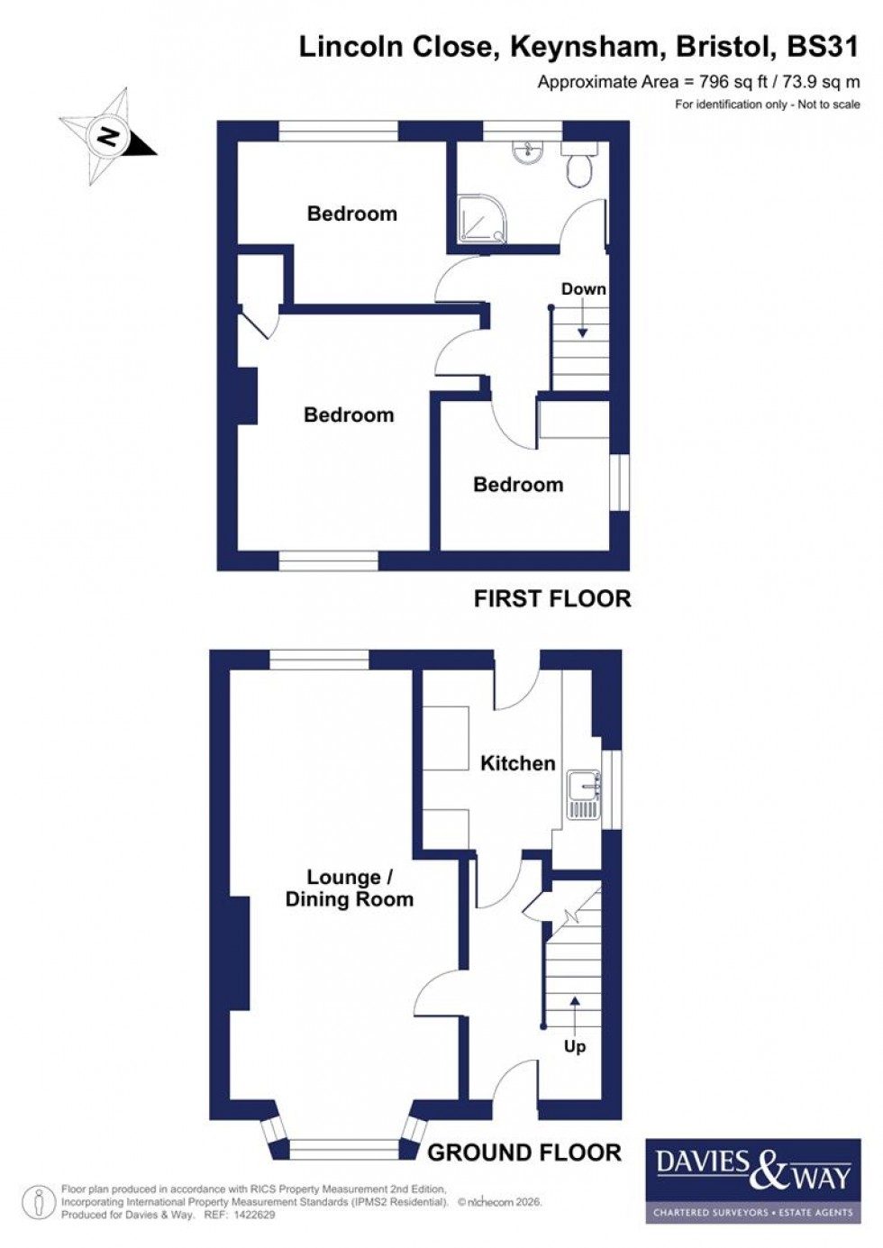 Floorplan for Lincoln Close, Keynsham, Bristol