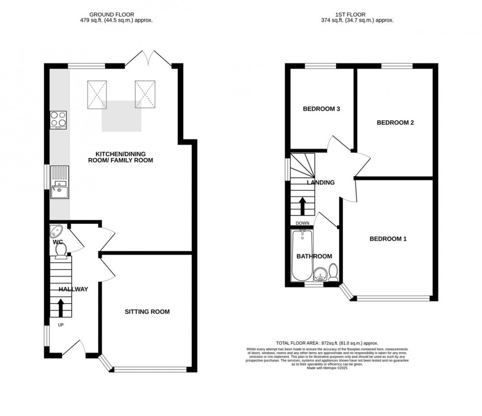 Floorplan for Tennyson Close, Keynsham, Bristol