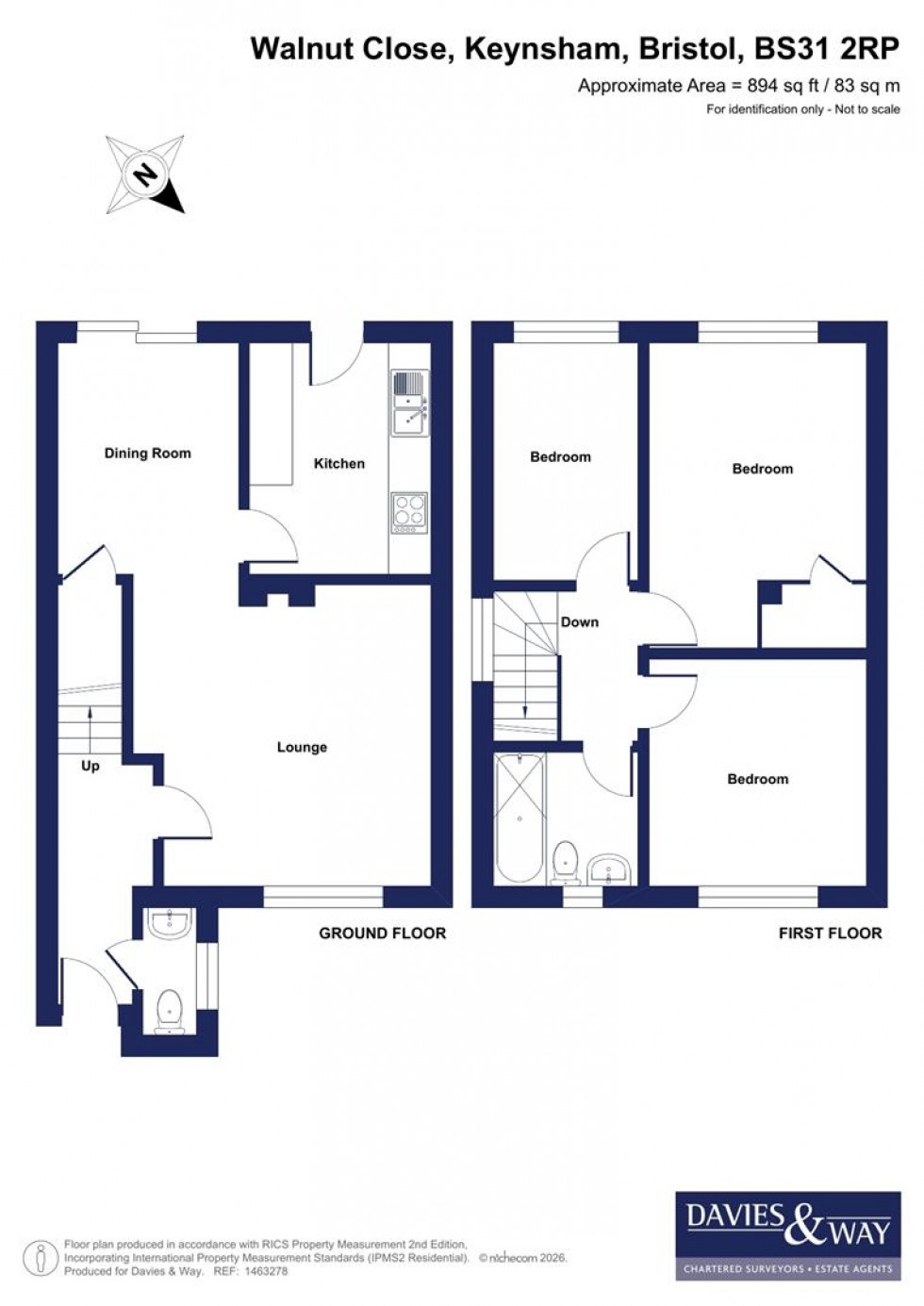 Floorplan for Walnut Close, Keynsham, Bristol