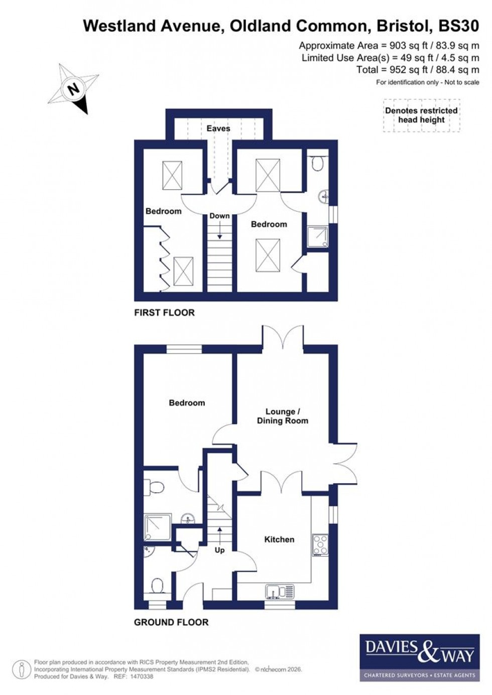 Floorplan for Westland Avenue, Oldland Common, Bristol